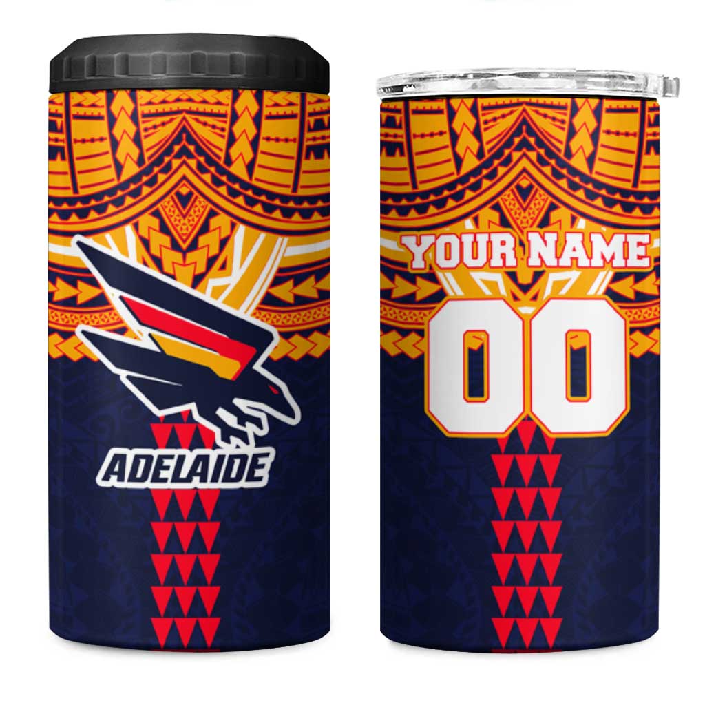 Personalized Adelaide Crows 4 in 1 Can Cooler Tumbler Polynesian Tribal Pattern Heritage Football