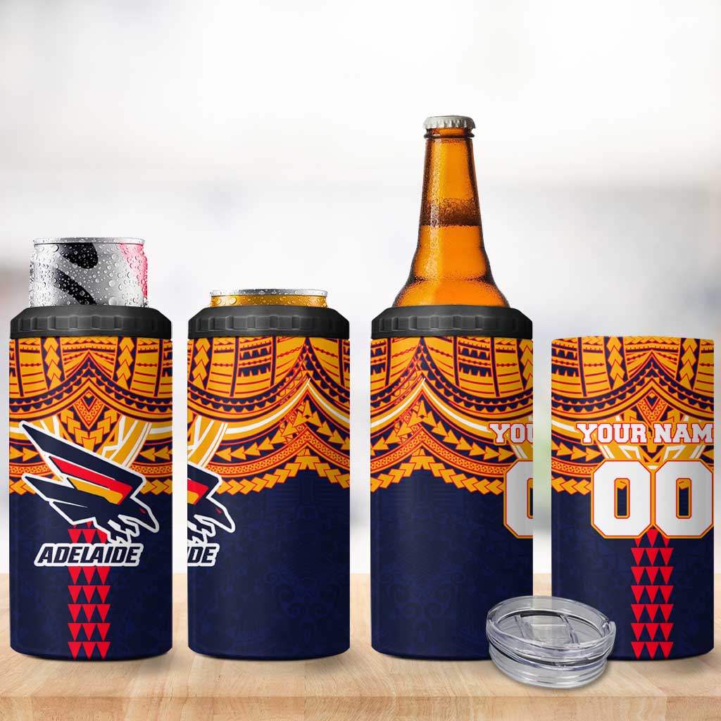 Personalized Adelaide Crows 4 in 1 Can Cooler Tumbler Polynesian Tribal Pattern Heritage Football