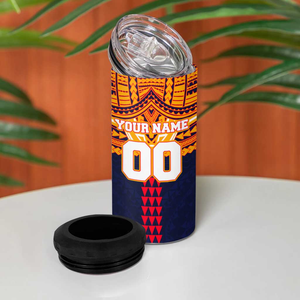 Personalized Adelaide Crows 4 in 1 Can Cooler Tumbler Polynesian Tribal Pattern Heritage Football