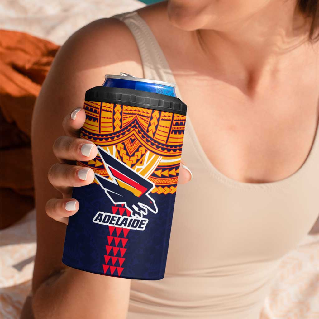 Personalized Adelaide Crows 4 in 1 Can Cooler Tumbler Polynesian Tribal Pattern Heritage Football
