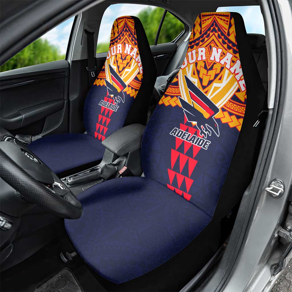 Personalized Adelaide Crows Car Seat Cover Polynesian Tribal Pattern Heritage Football