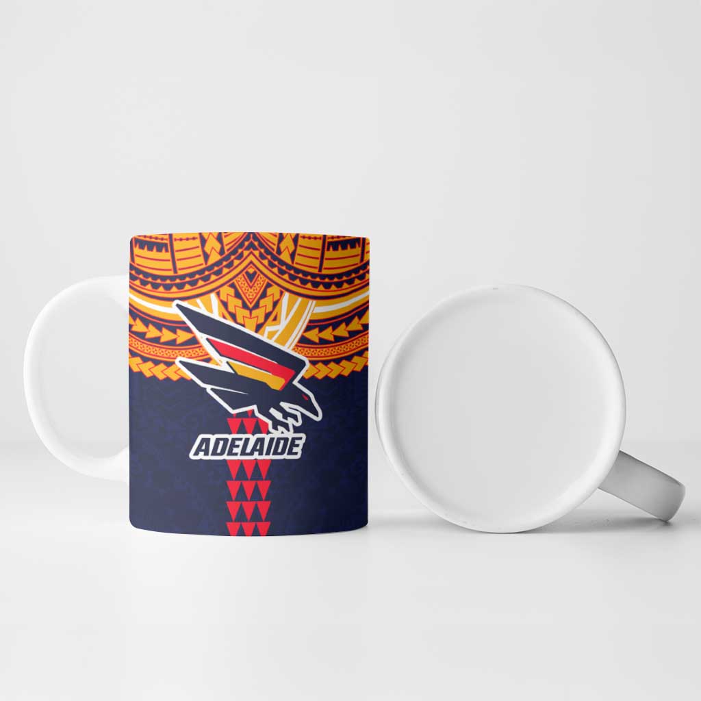 Personalized Adelaide Crows Ceramic Mug Polynesian Tribal Pattern Heritage Football