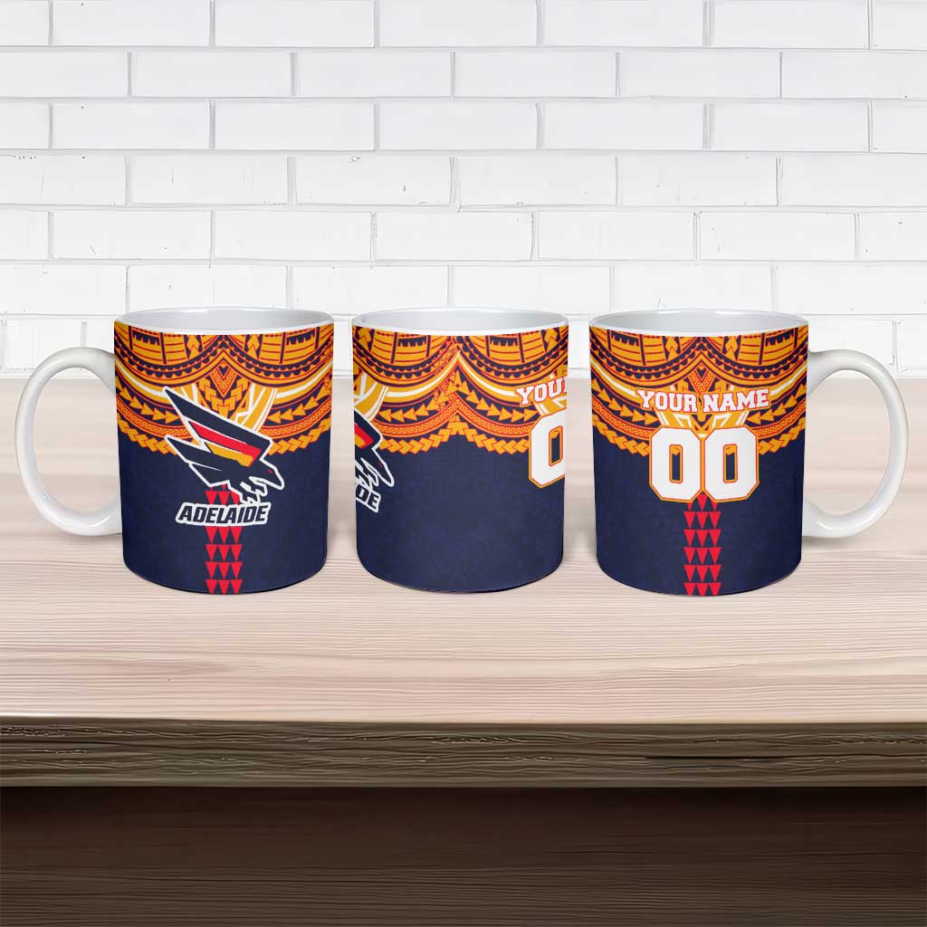 Personalized Adelaide Crows Ceramic Mug Polynesian Tribal Pattern Heritage Football