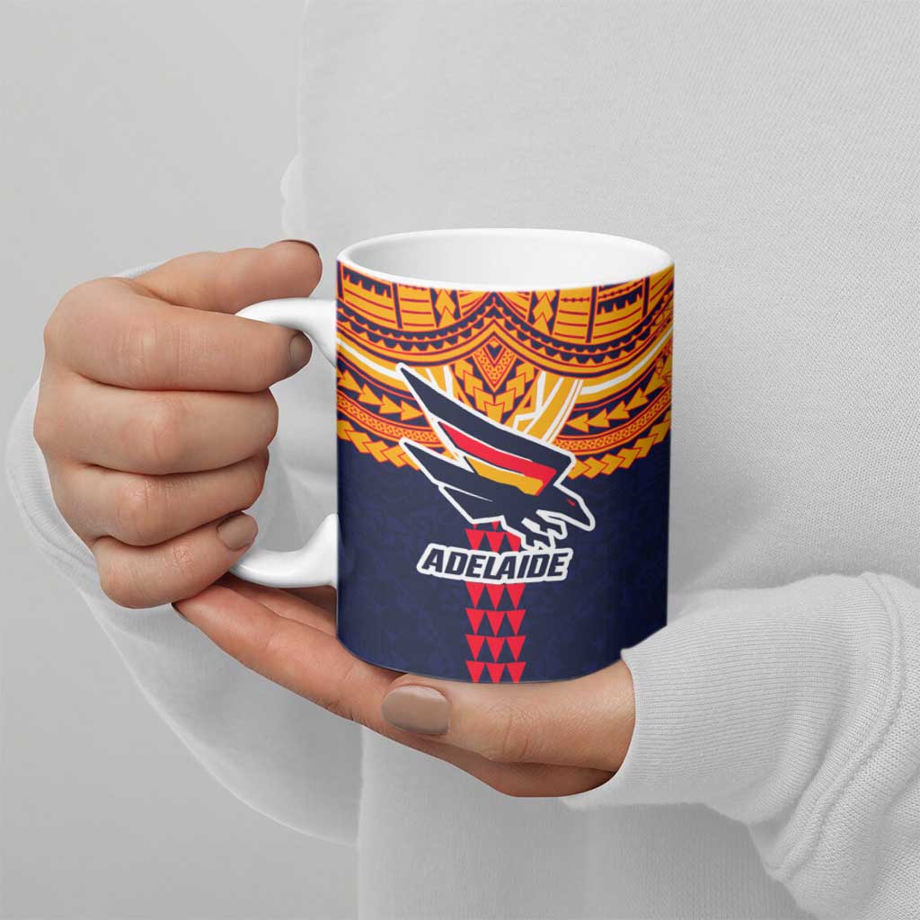 Personalized Adelaide Crows Ceramic Mug Polynesian Tribal Pattern Heritage Football