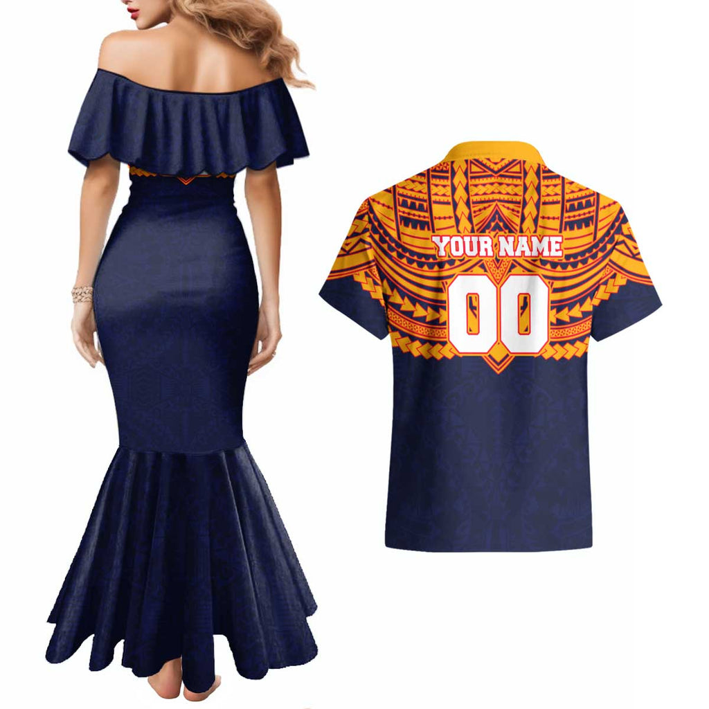 Personalized Adelaide Crows Couples Matching Mermaid Dress and Hawaiian Shirt Polynesian Tribal Pattern Heritage Football