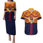 Personalized Adelaide Crows Couples Matching Puletasi and Hawaiian Shirt Polynesian Tribal Pattern Heritage Football