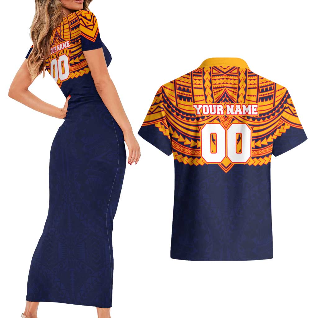 Personalized Adelaide Crows Couples Matching Short Sleeve Bodycon Dress and Hawaiian Shirt Polynesian Tribal Pattern Heritage Football