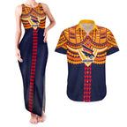 Personalized Adelaide Crows Couples Matching Tank Maxi Dress and Hawaiian Shirt Polynesian Tribal Pattern Heritage Football