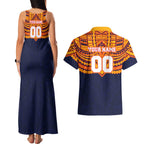 Personalized Adelaide Crows Couples Matching Tank Maxi Dress and Hawaiian Shirt Polynesian Tribal Pattern Heritage Football