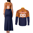 Personalized Adelaide Crows Couples Matching Tank Maxi Dress and Long Sleeve Button Shirt Polynesian Tribal Pattern Heritage Football