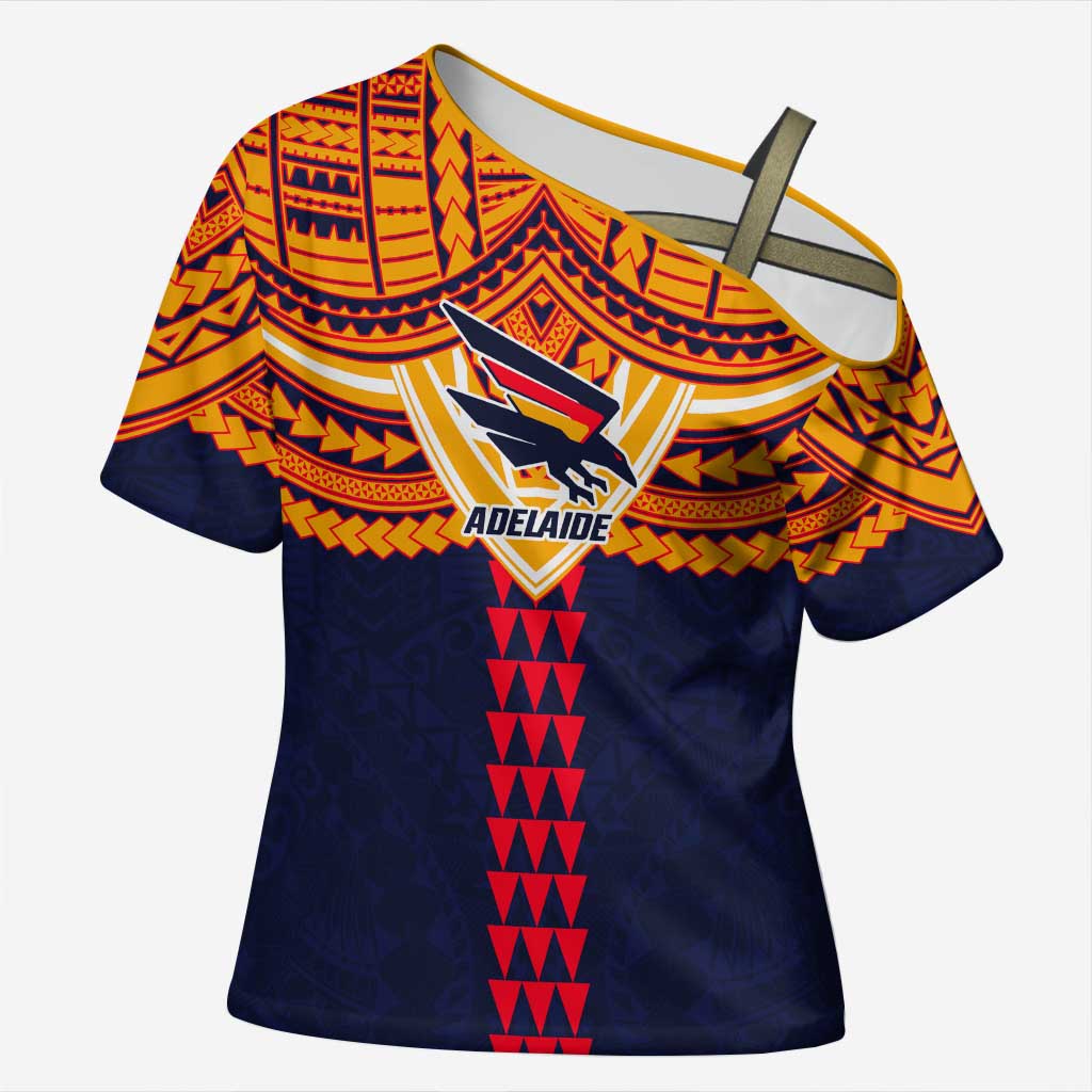 Personalized Adelaide Crows Cross Shoulder Shirt Polynesian Tribal Pattern Heritage Football