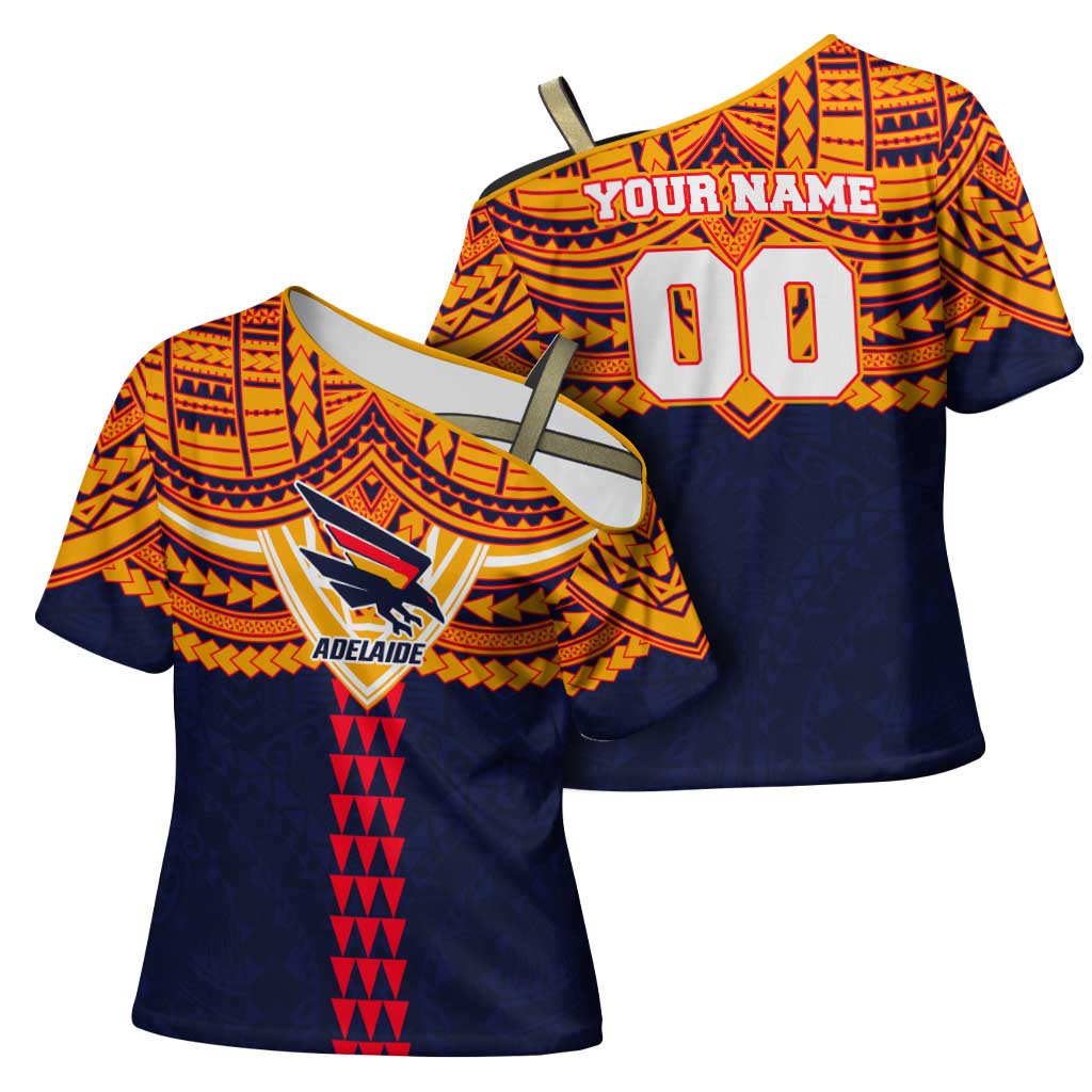 Personalized Adelaide Crows Cross Shoulder Shirt Polynesian Tribal Pattern Heritage Football