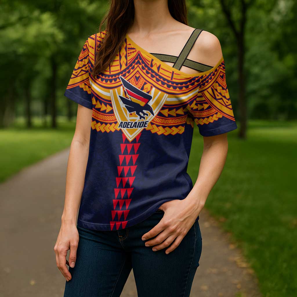 Personalized Adelaide Crows Cross Shoulder Shirt Polynesian Tribal Pattern Heritage Football