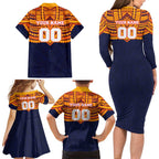 Personalized Adelaide Crows Family Matching Long Sleeve Bodycon Dress and Hawaiian Shirt Polynesian Tribal Pattern Heritage Football