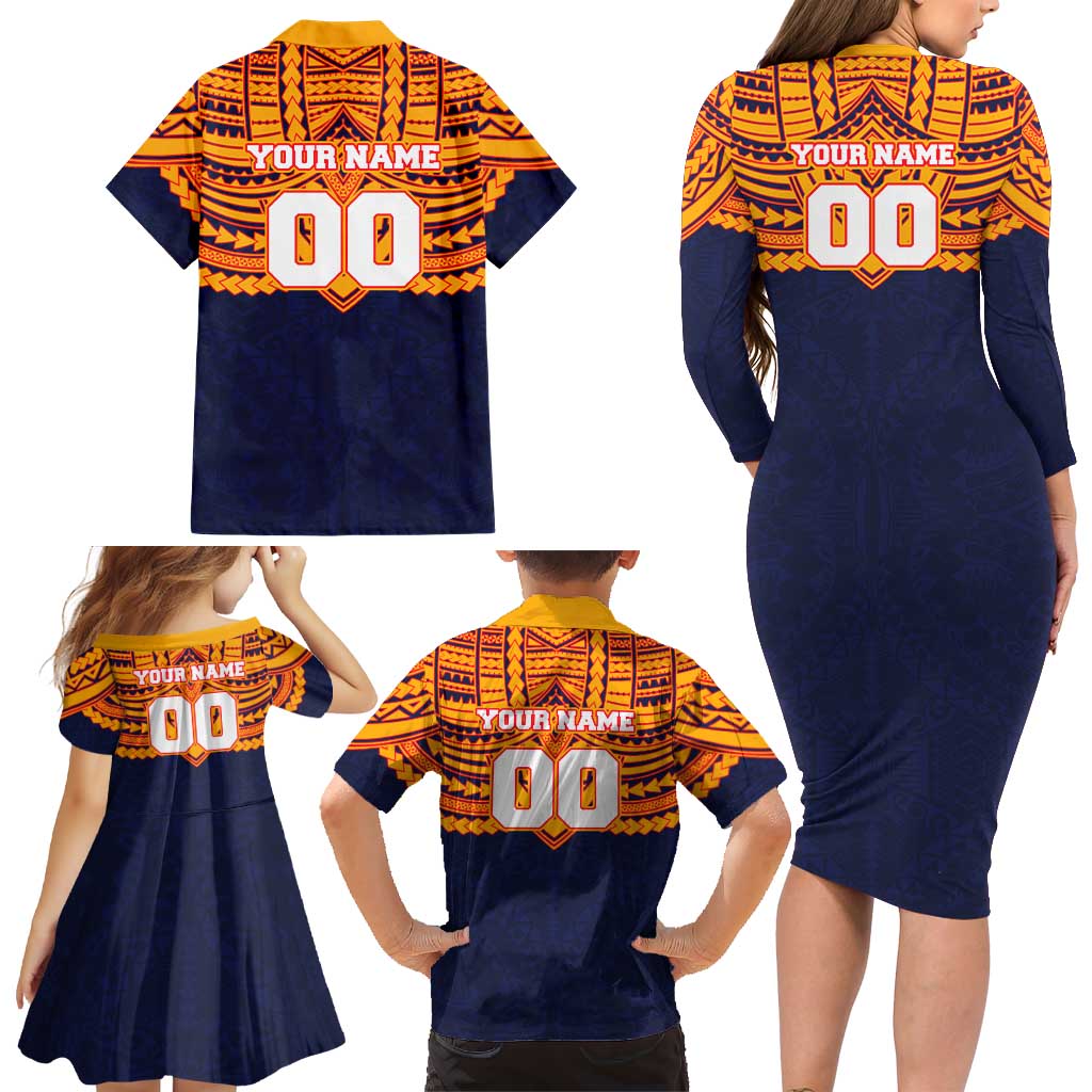 Personalized Adelaide Crows Family Matching Long Sleeve Bodycon Dress and Hawaiian Shirt Polynesian Tribal Pattern Heritage Football