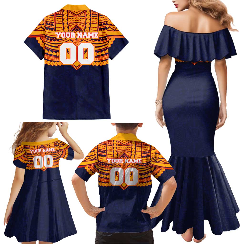 Personalized Adelaide Crows Family Matching Mermaid Dress and Hawaiian Shirt Polynesian Tribal Pattern Heritage Football