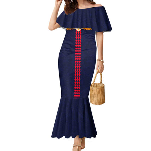 Personalized Adelaide Crows Family Matching Mermaid Dress and Hawaiian Shirt Polynesian Tribal Pattern Heritage Football