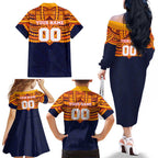 Personalized Adelaide Crows Family Matching Off The Shoulder Long Sleeve Dress and Hawaiian Shirt Polynesian Tribal Pattern Heritage Football