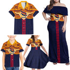 Personalized Adelaide Crows Family Matching Off Shoulder Maxi Dress and Hawaiian Shirt Polynesian Tribal Pattern Heritage Football