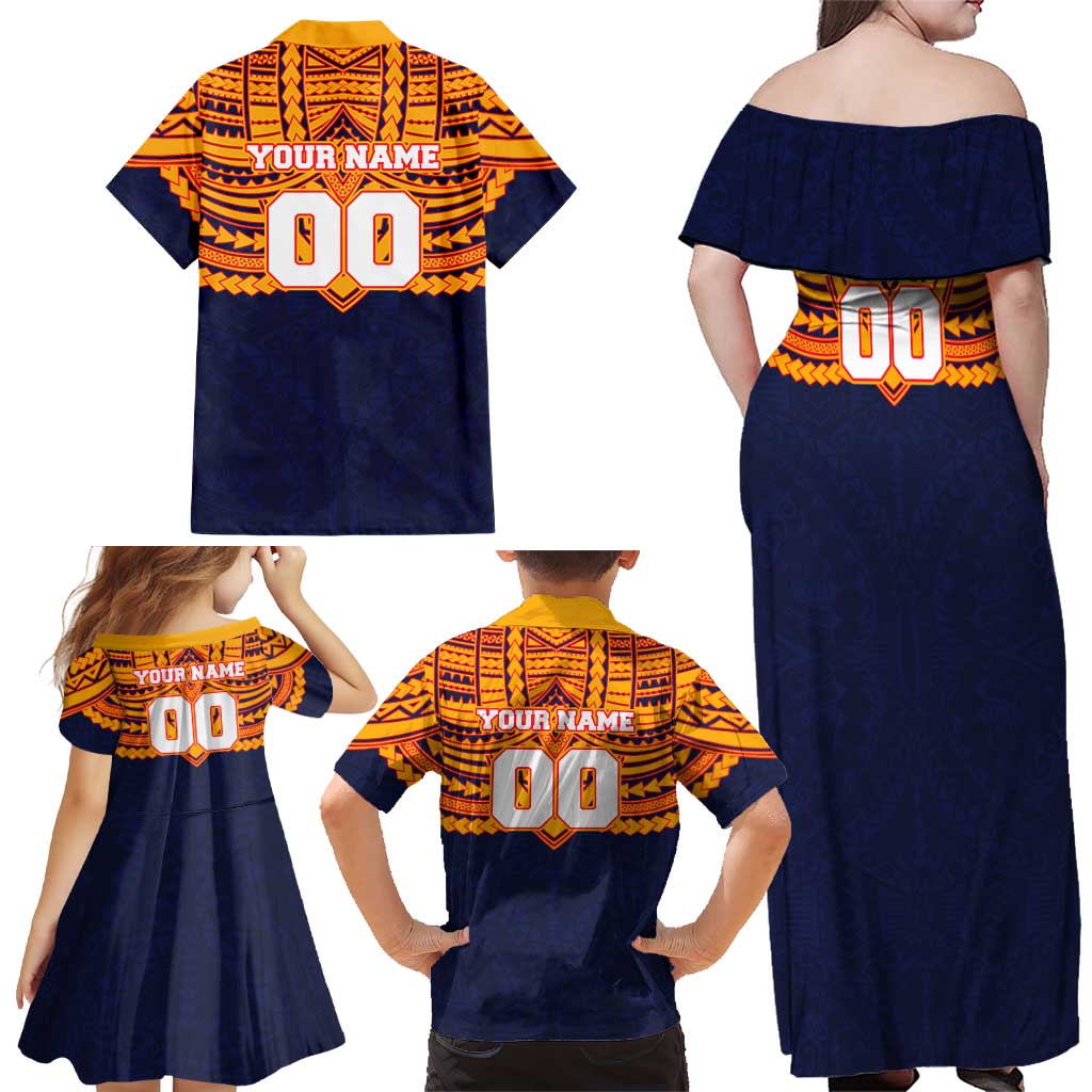 Personalized Adelaide Crows Family Matching Off Shoulder Maxi Dress and Hawaiian Shirt Polynesian Tribal Pattern Heritage Football