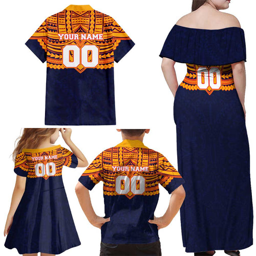 Personalized Adelaide Crows Family Matching Off Shoulder Maxi Dress and Hawaiian Shirt Polynesian Tribal Pattern Heritage Football