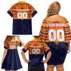 Personalized Adelaide Crows Family Matching Off Shoulder Short Dress and Hawaiian Shirt Polynesian Tribal Pattern Heritage Football