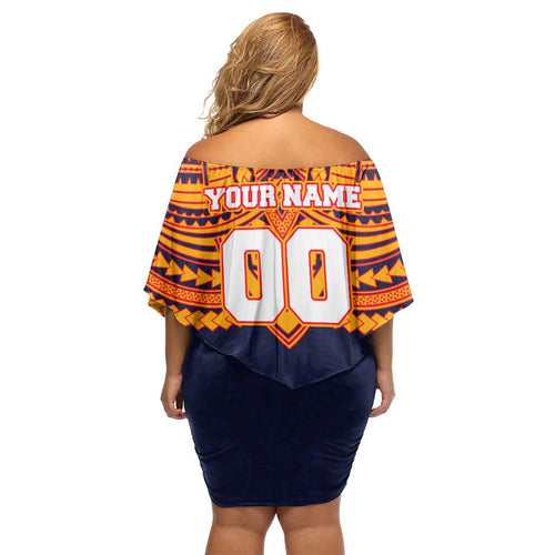 Personalized Adelaide Crows Family Matching Off Shoulder Short Dress and Hawaiian Shirt Polynesian Tribal Pattern Heritage Football