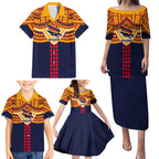 Personalized Adelaide Crows Family Matching Puletasi and Hawaiian Shirt Polynesian Tribal Pattern Heritage Football