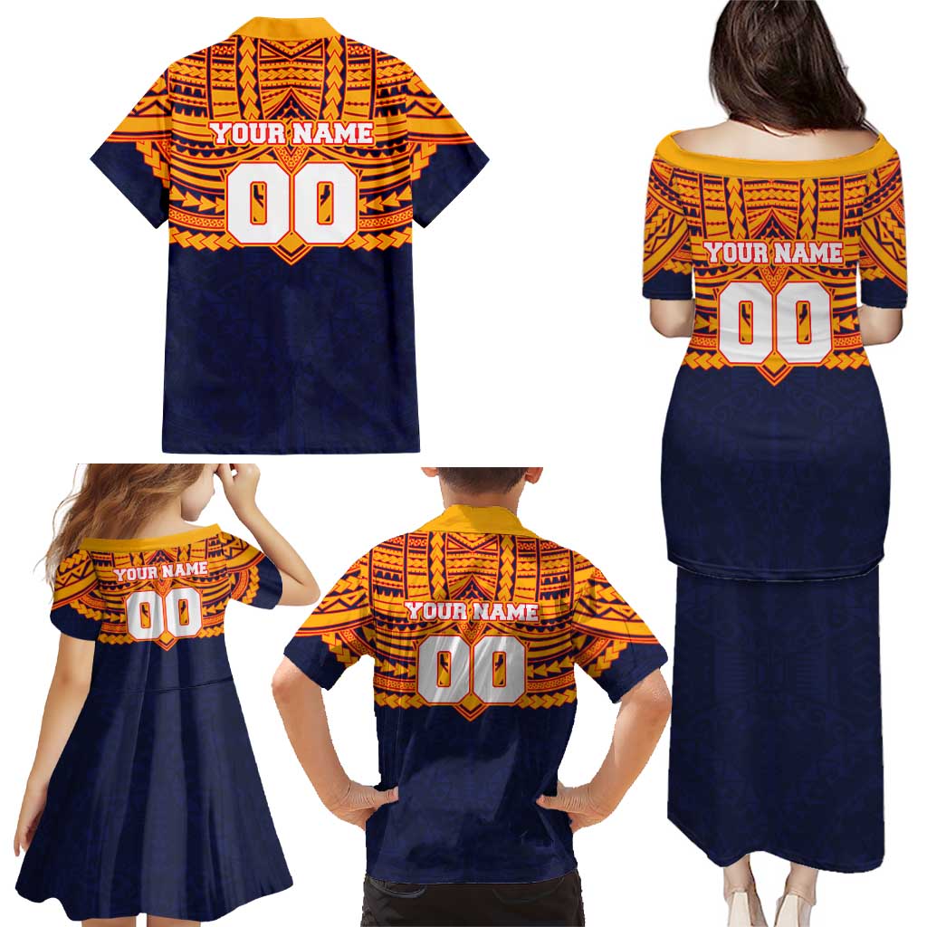 Personalized Adelaide Crows Family Matching Puletasi and Hawaiian Shirt Polynesian Tribal Pattern Heritage Football