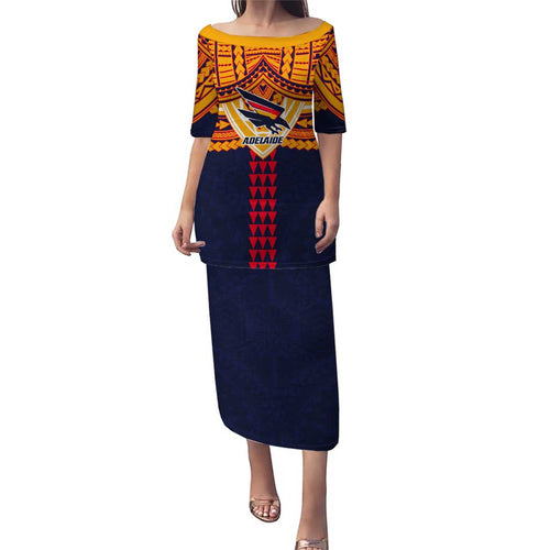 Personalized Adelaide Crows Family Matching Puletasi and Hawaiian Shirt Polynesian Tribal Pattern Heritage Football