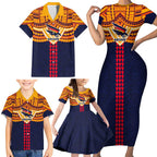 Personalized Adelaide Crows Family Matching Short Sleeve Bodycon Dress and Hawaiian Shirt Polynesian Tribal Pattern Heritage Football
