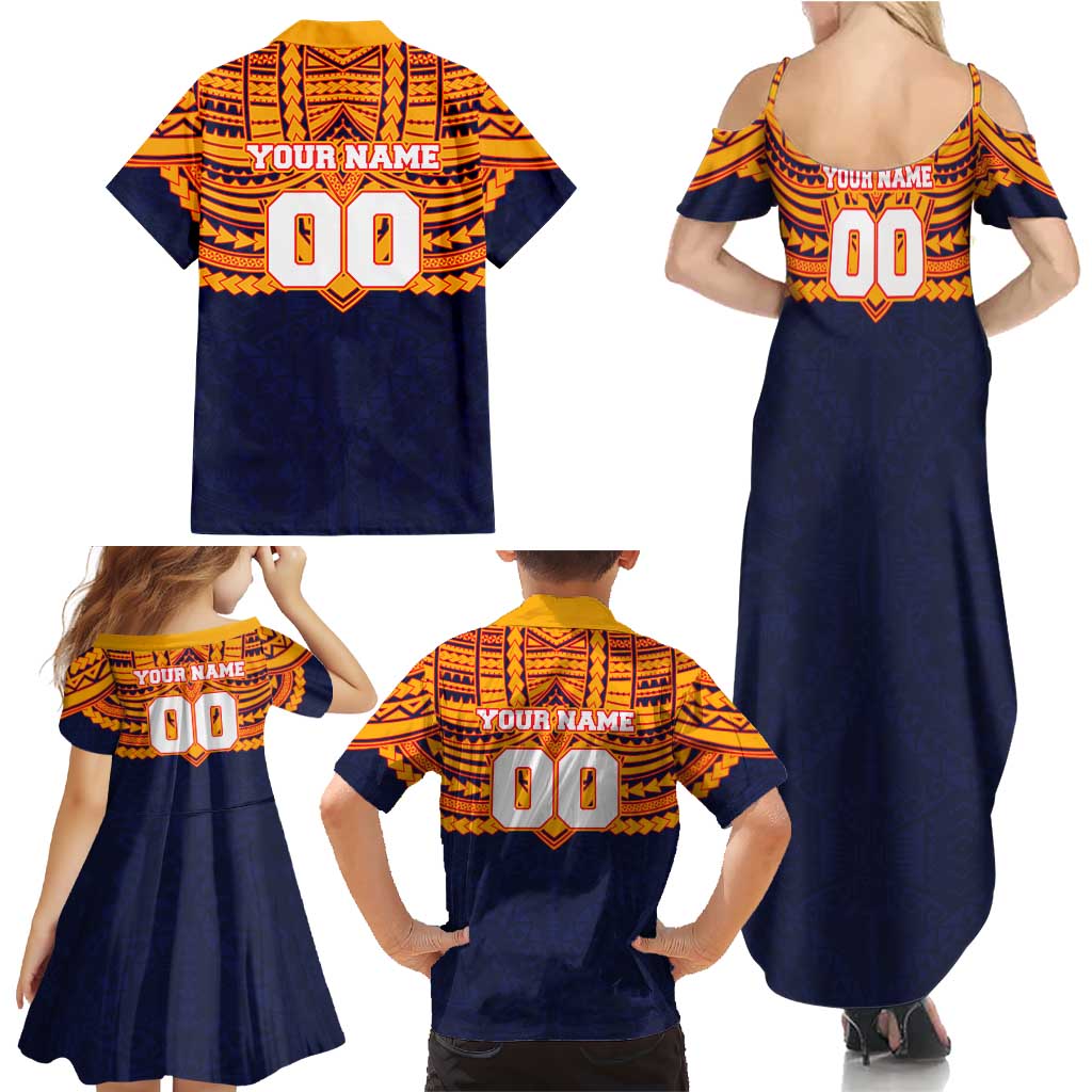 Personalized Adelaide Crows Family Matching Summer Maxi Dress and Hawaiian Shirt Polynesian Tribal Pattern Heritage Football