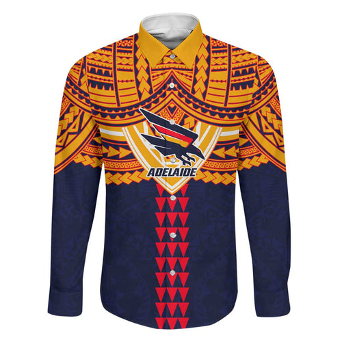 Personalized Adelaide Crows Family Matching Tank Maxi Dress and Hawaiian Shirt Polynesian Tribal Pattern Heritage Football