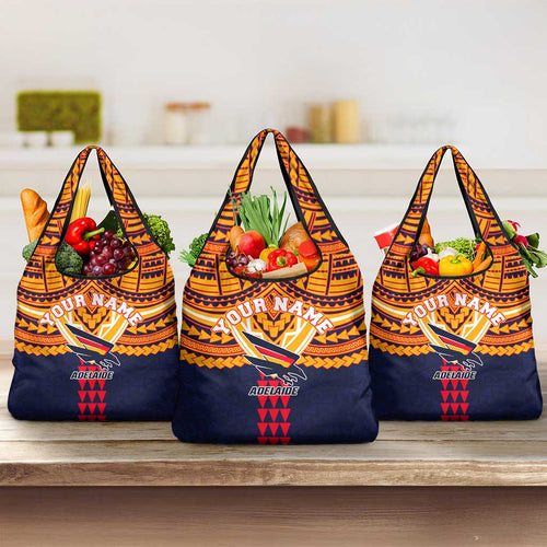 Personalized Adelaide Crows Grocery Bag Polynesian Tribal Pattern Heritage Football