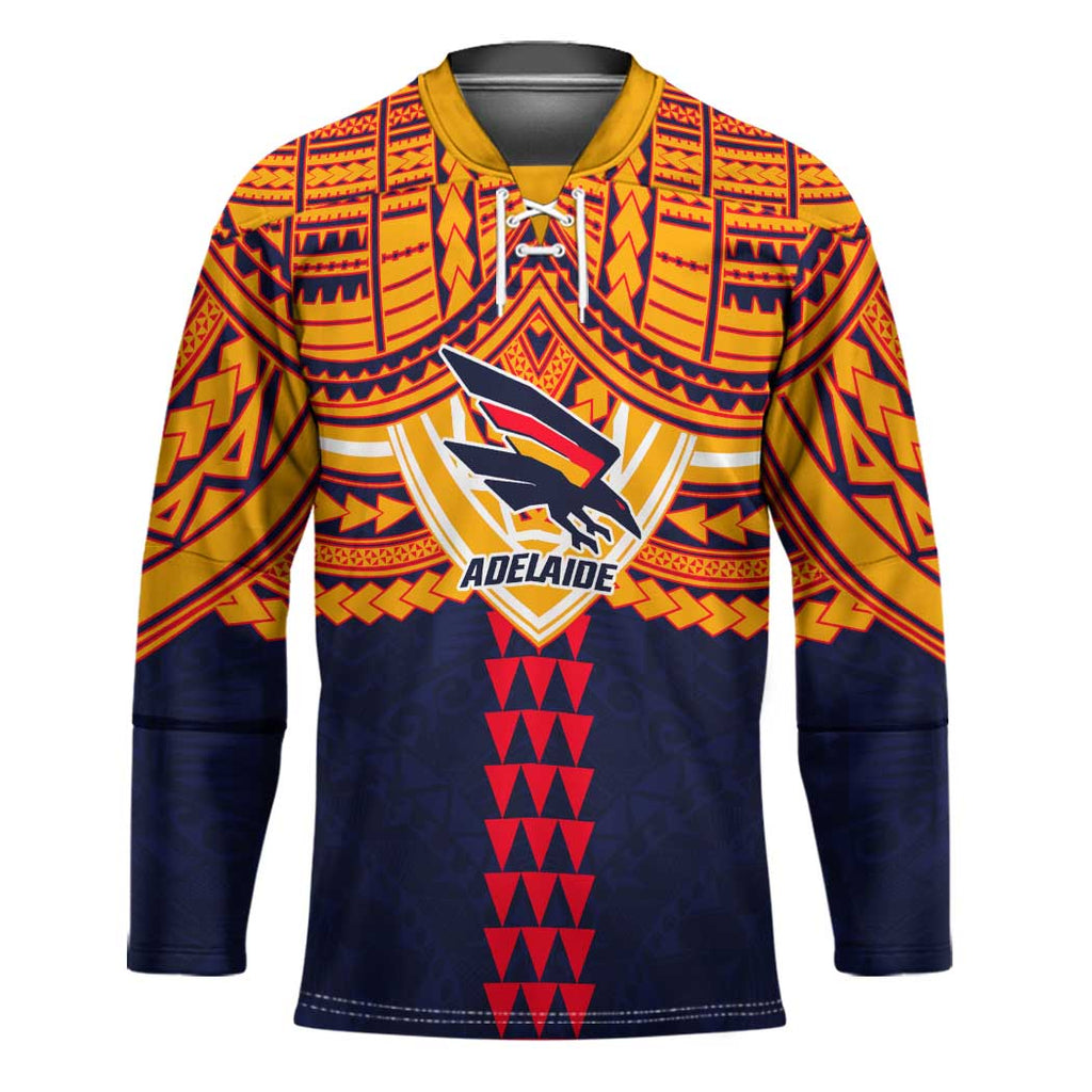 Personalized Adelaide Crows Hockey Jersey Polynesian Tribal Pattern Heritage Football