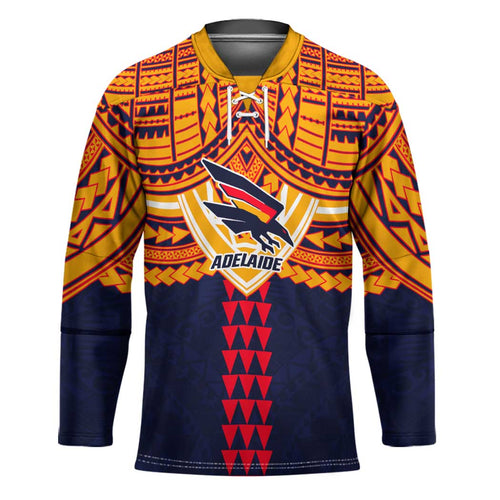 Personalized Adelaide Crows Hockey Jersey Polynesian Tribal Pattern Heritage Football