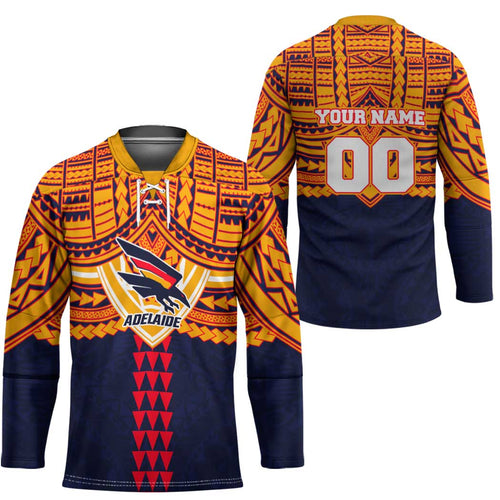 Personalized Adelaide Crows Hockey Jersey Polynesian Tribal Pattern Heritage Football
