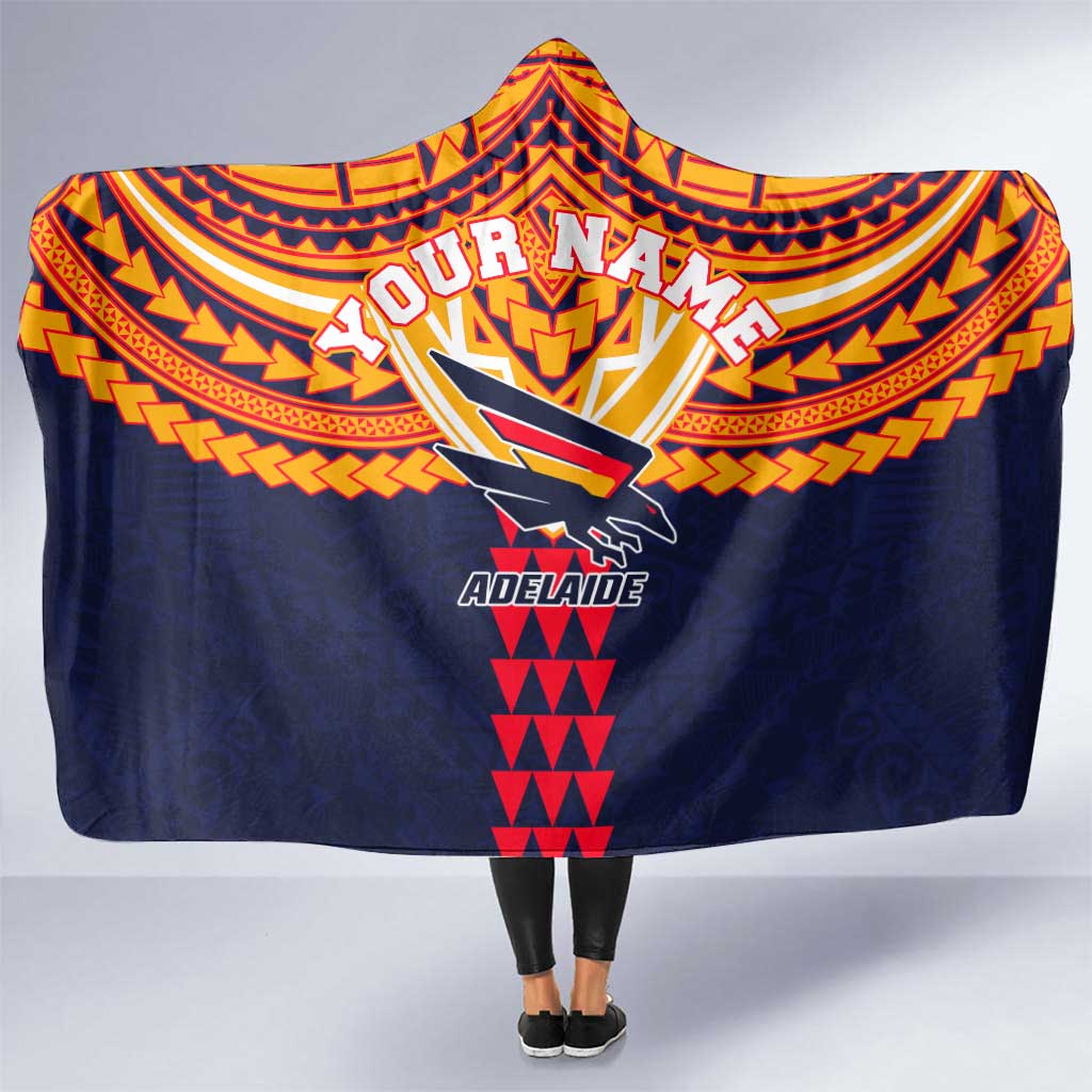Personalized Adelaide Crows Hooded Blanket Polynesian Tribal Pattern Heritage Football