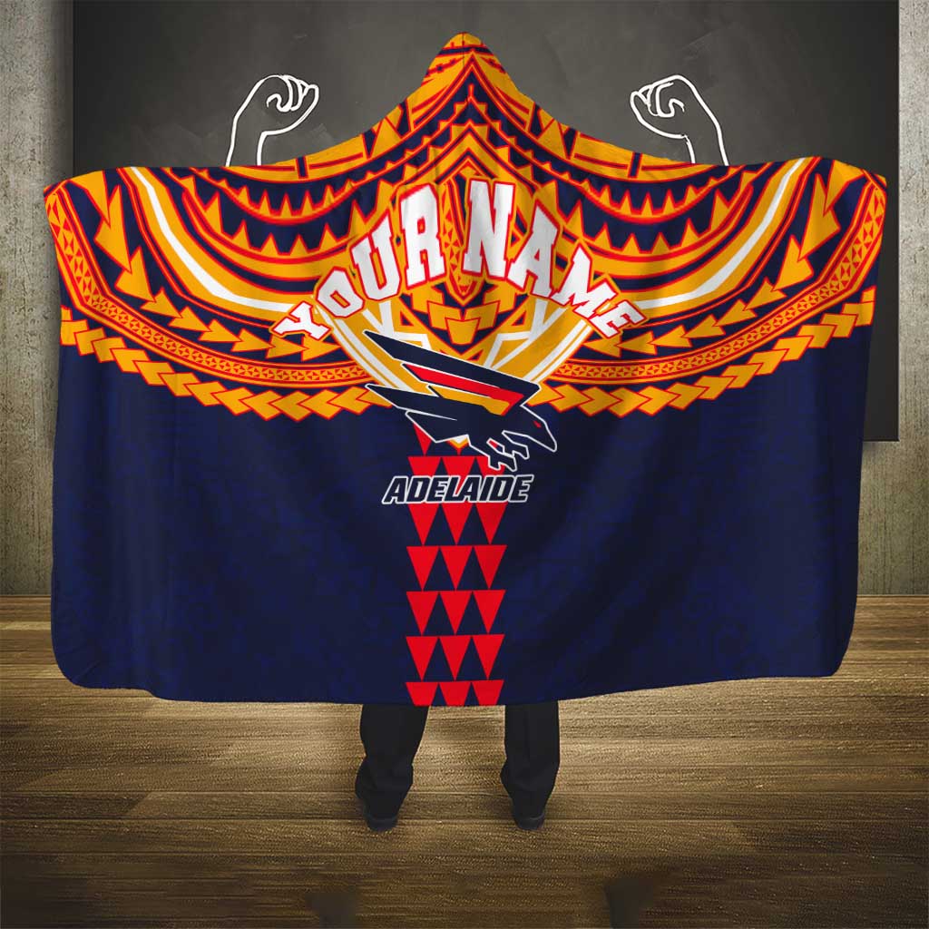Personalized Adelaide Crows Hooded Blanket Polynesian Tribal Pattern Heritage Football