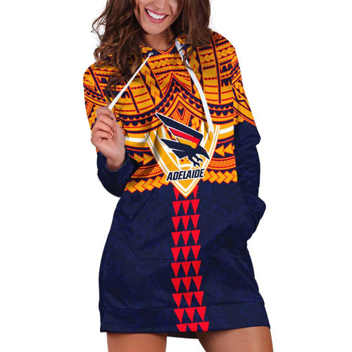 Personalized Adelaide Crows Hoodie Dress Polynesian Tribal Pattern Heritage Football