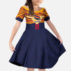 Personalized Adelaide Crows Kid Short Sleeve Dress Polynesian Tribal Pattern Heritage Football