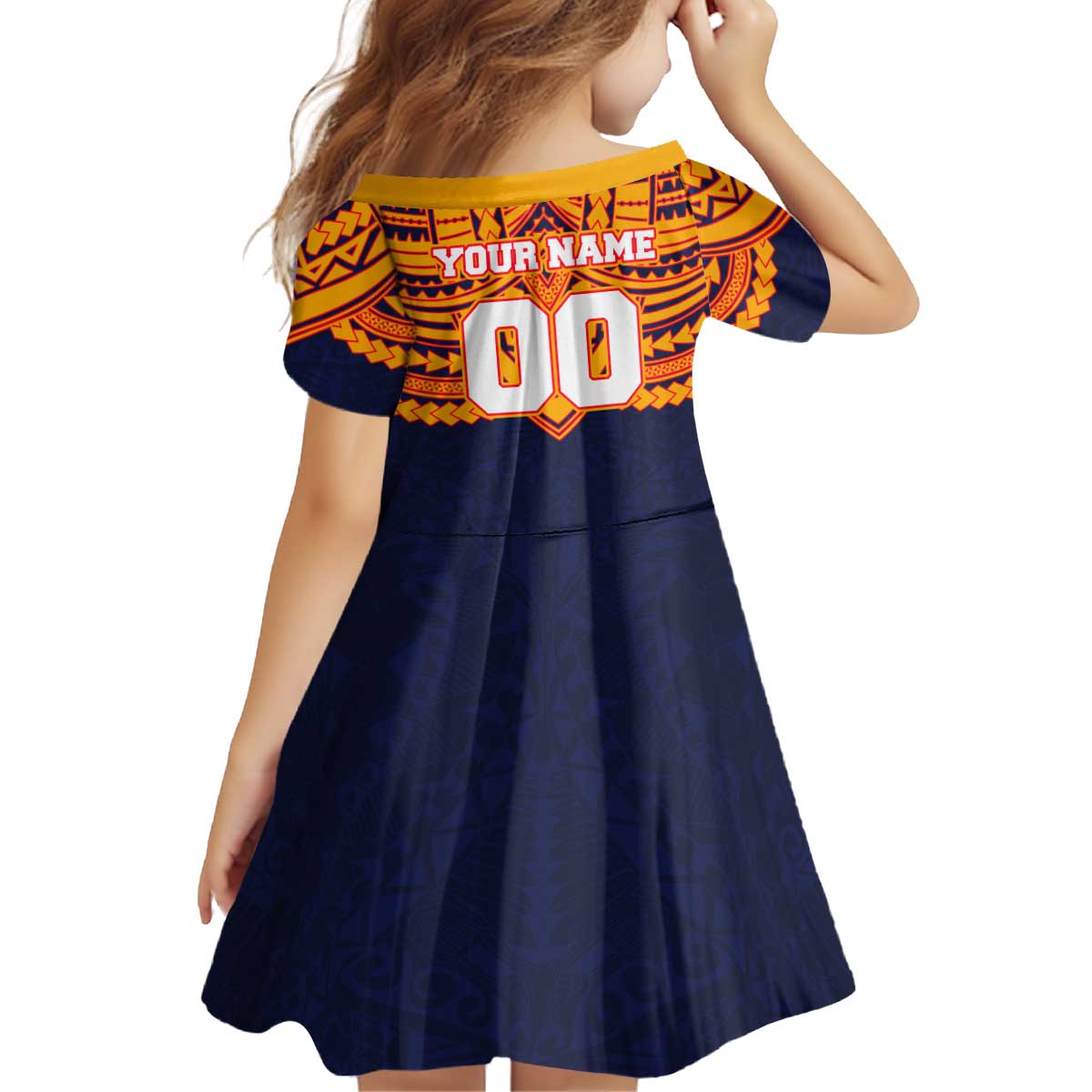 Personalized Adelaide Crows Kid Short Sleeve Dress Polynesian Tribal Pattern Heritage Football