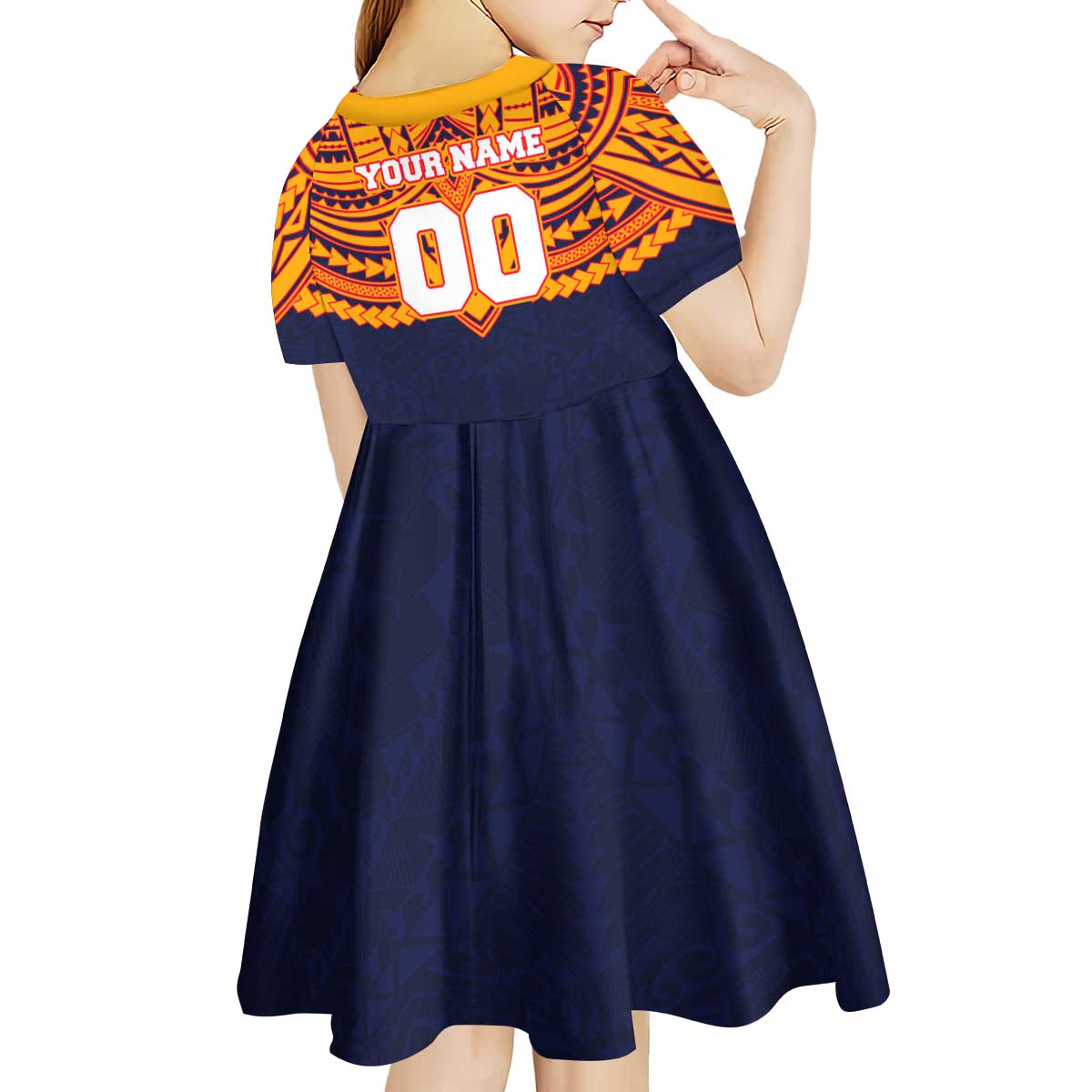 Personalized Adelaide Crows Kid Short Sleeve Dress Polynesian Tribal Pattern Heritage Football