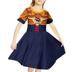 Personalized Adelaide Crows Kid Short Sleeve Dress Polynesian Tribal Pattern Heritage Football