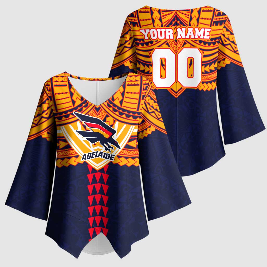 Personalized Adelaide Crows Kimono Sleeve Blouse Polynesian Tribal Pattern Heritage Football