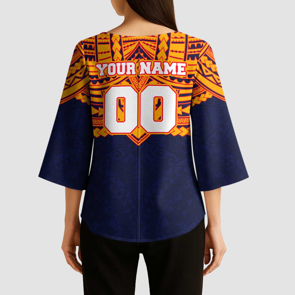 Personalized Adelaide Crows Kimono Sleeve Blouse Polynesian Tribal Pattern Heritage Football
