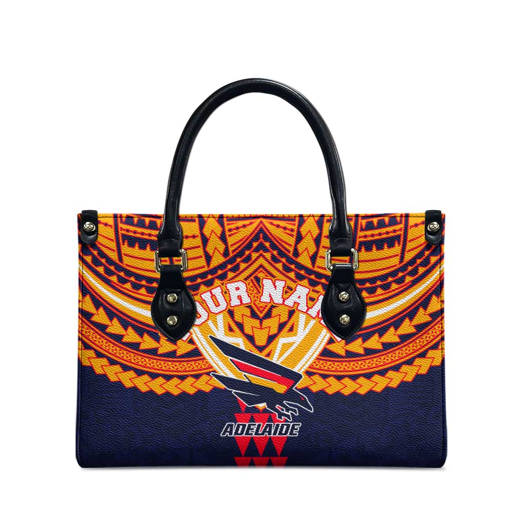 Personalized Adelaide Crows Leather Bag Polynesian Tribal Pattern Heritage Football