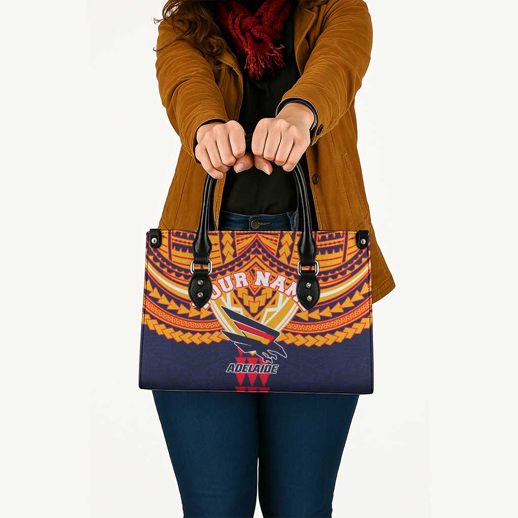 Personalized Adelaide Crows Leather Bag Polynesian Tribal Pattern Heritage Football