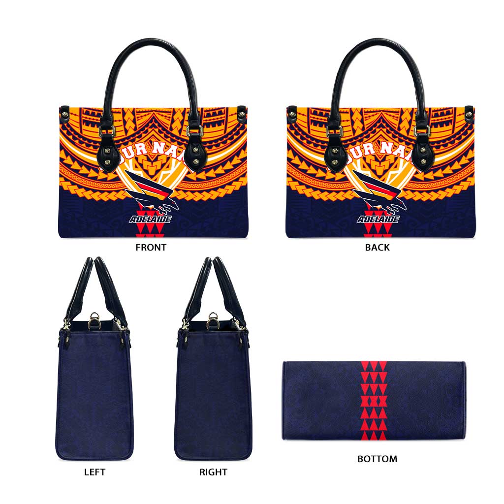 Personalized Adelaide Crows Leather Bag Polynesian Tribal Pattern Heritage Football