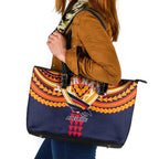 Personalized Adelaide Crows Leather Tote Bag Polynesian Tribal Pattern Heritage Football